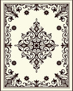 Ivory Black Abstract Intricate Floral Design Rug