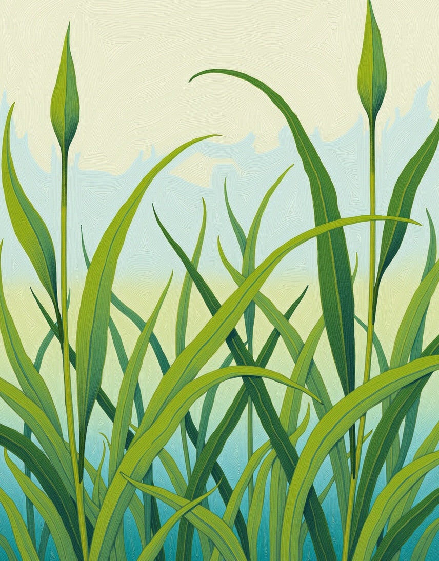 Lush Green Grass Blades Pattern Rug