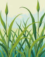 Lush Green Grass Blades Pattern Rug