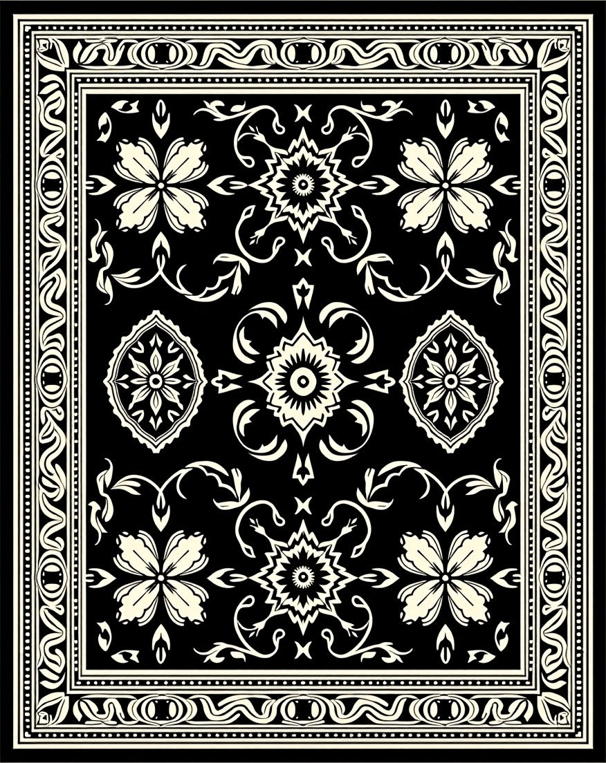 Classic Floral Medallion Contrast Design Rug