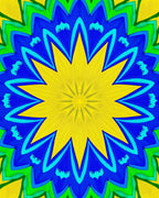 Vibrant Geometric Starburst Mandala Rug
