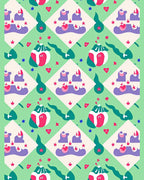 Whimsical Objects Hearts Pattern Rug