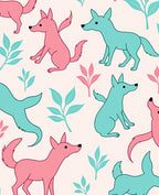 Cute Pink Teal Animals Pattern Design Rug