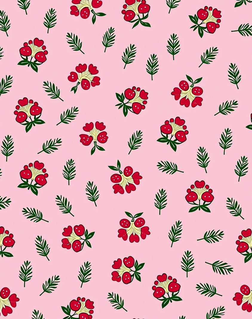Pink Red Floral Botanical Scatter Rug
