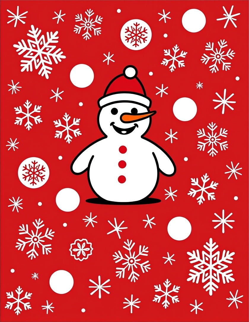 Snowman Snowflakes Festive Pattern Rug