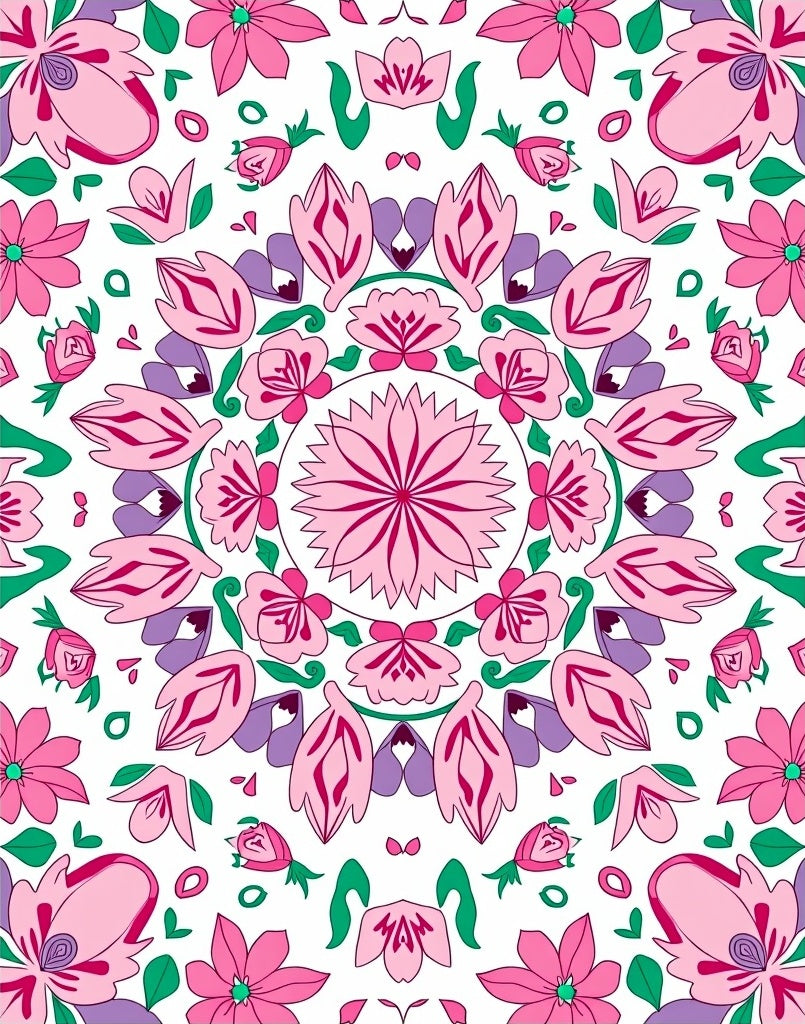 Floral Mandala Pattern with Delicate Petals Rug