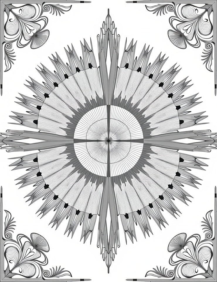 Symmetrical Radial Starburst Pattern Rug