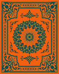 Bold Orange Teal Mandala Pattern Rug