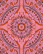 Pink And Orange Floral Mandala Design Rug