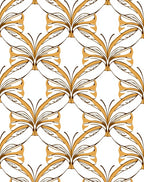 Gold Ochre Interlocking Floral Pattern Rug