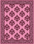 Ornate Floral Pattern Border Rug