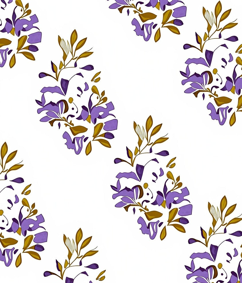 Purple Floral Branch Abstract Design Rug