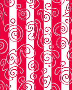 Crimson White Whimsical Swirl Stripes Rug
