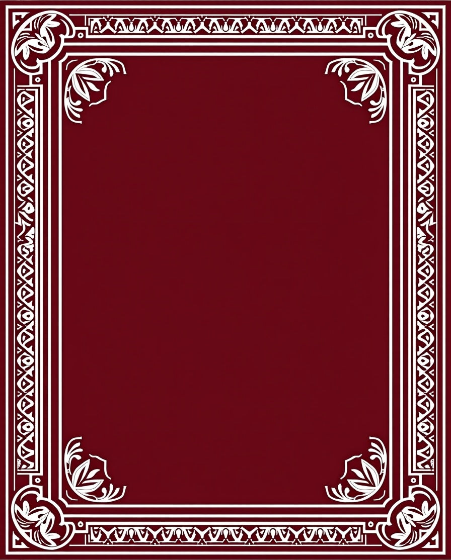 Classic White Floral Geometric Border Rug