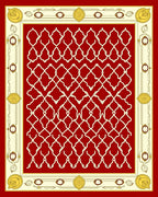 Red Lattice Bordered Decorative Design Rug