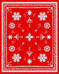 Classic Red White Folk Pattern Rug