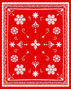 Classic Red White Folk Pattern Rug