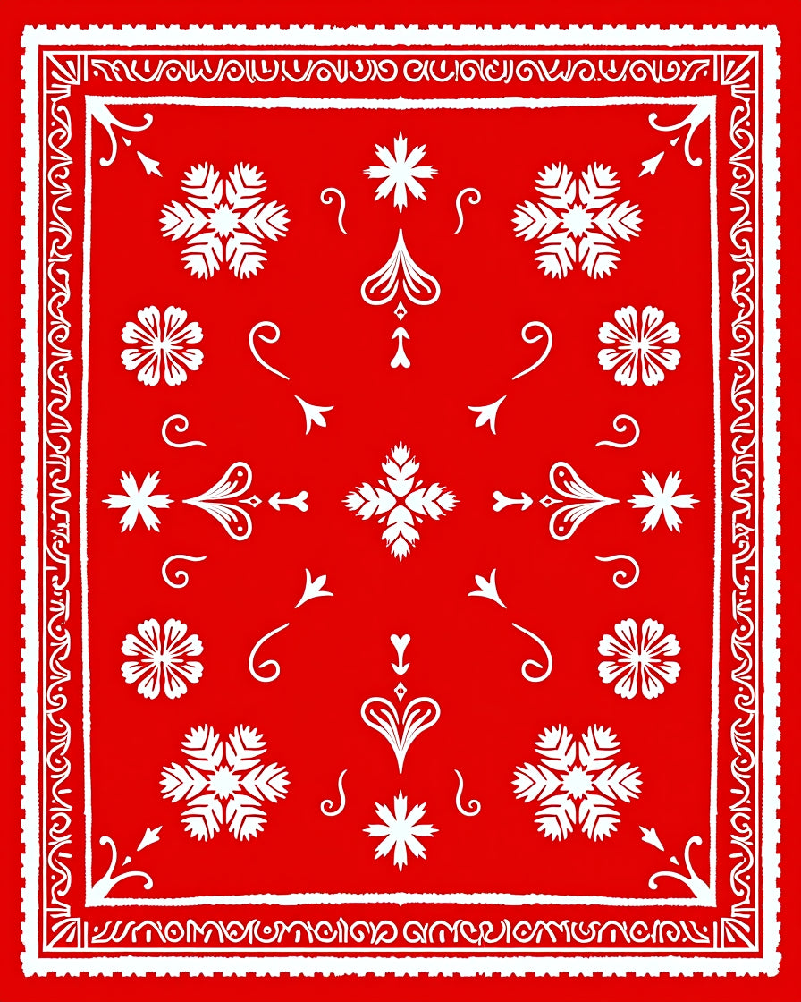 Classic Red White Folk Pattern Rug