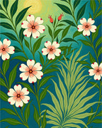 Emerald Teal Petal Vine Garden Rug