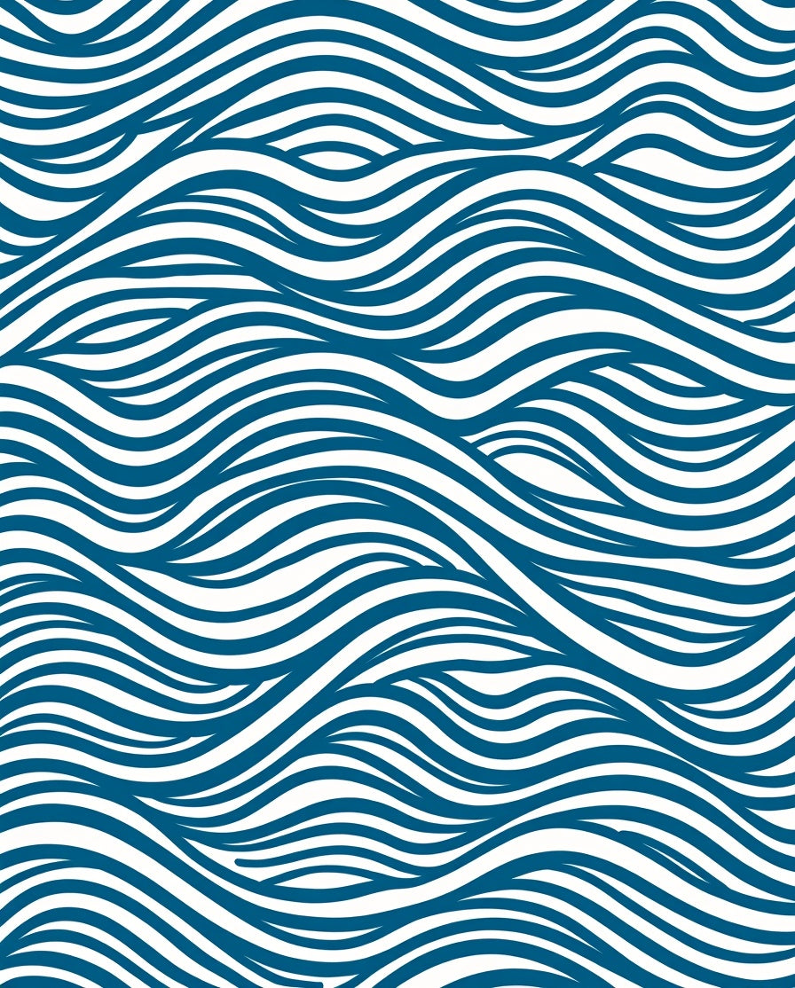 Blue Wavy Stripe Abstract Design Rug