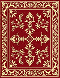 Rich Red Gold Floral Scroll Rug
