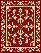 Rich Red Gold Floral Scroll Rug