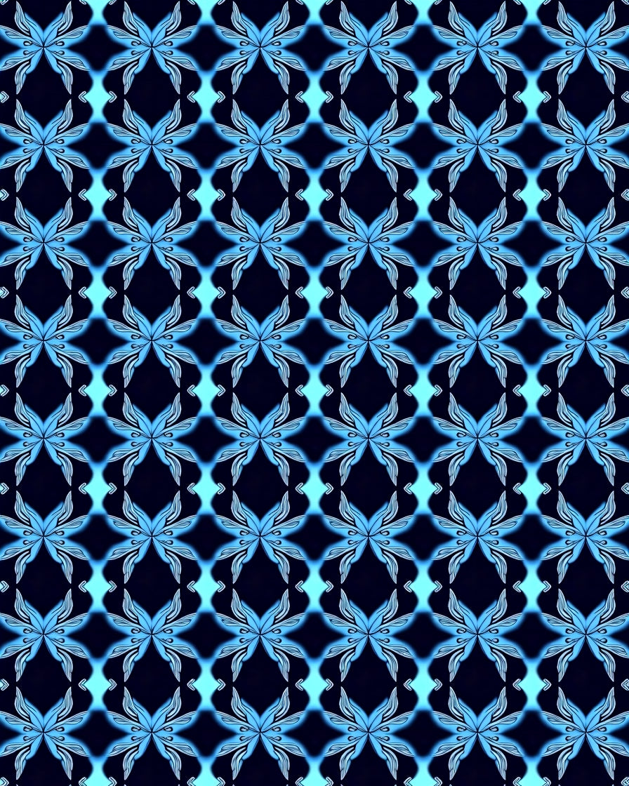 Blue Floral Repeating Pattern Rug