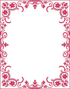 Ornate Red Floral Border Design Rug