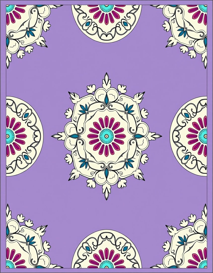 Floral Mandala Inspired Purple Rug