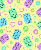 Playful Phone And Star Pattern Rug