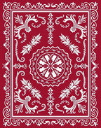 Classic Red Floral Ornate Border Design Rug
