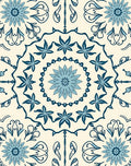 Pale Blue Floral Mandala Medallion Rug