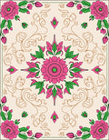 Pink Floral Harmony With Swirls Design Rug
