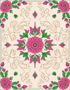 Pink Floral Harmony With Swirls Design Rug