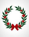 Green Holly Red Berry Festive Wreath Rug