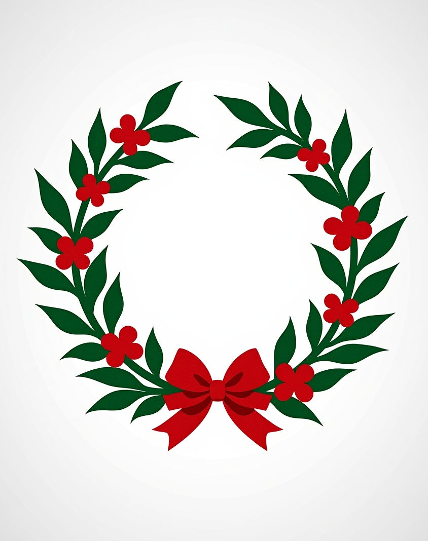 Green Holly Red Berry Festive Wreath Rug