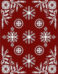 White Snowflake Patterned Red Rug