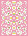 Pink Floral Vines Patterned Rug