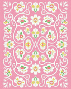 Pink Floral Vines Patterned Rug