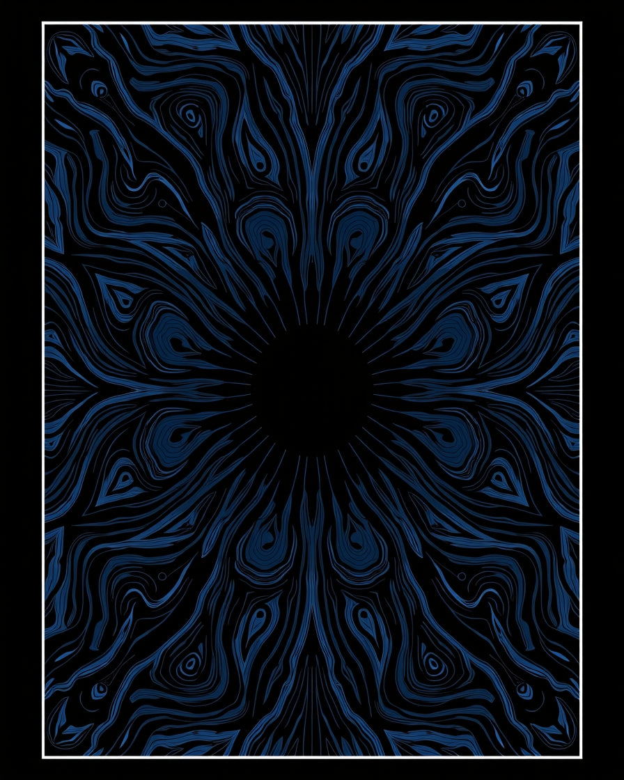Deep Blue Swirling Organic Pattern Rug