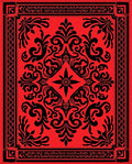 Red Black Vintage Floral Damask Rug