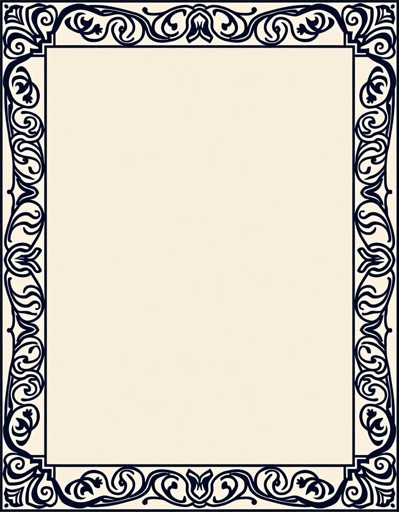 Dark Floral Scroll Border Design Rug