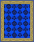 Bold Floral Motif Blue Gold Rug