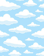 Whimsical Cloud Pattern Blue Sky Rug