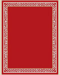 Bold Geometric Red Gold Border Rug