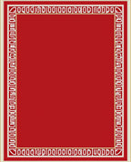 Bold Geometric Red Gold Border Rug