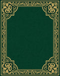 Emerald Green Golden Scrollwork Border Rug