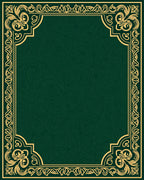 Emerald Green Golden Scrollwork Border Rug