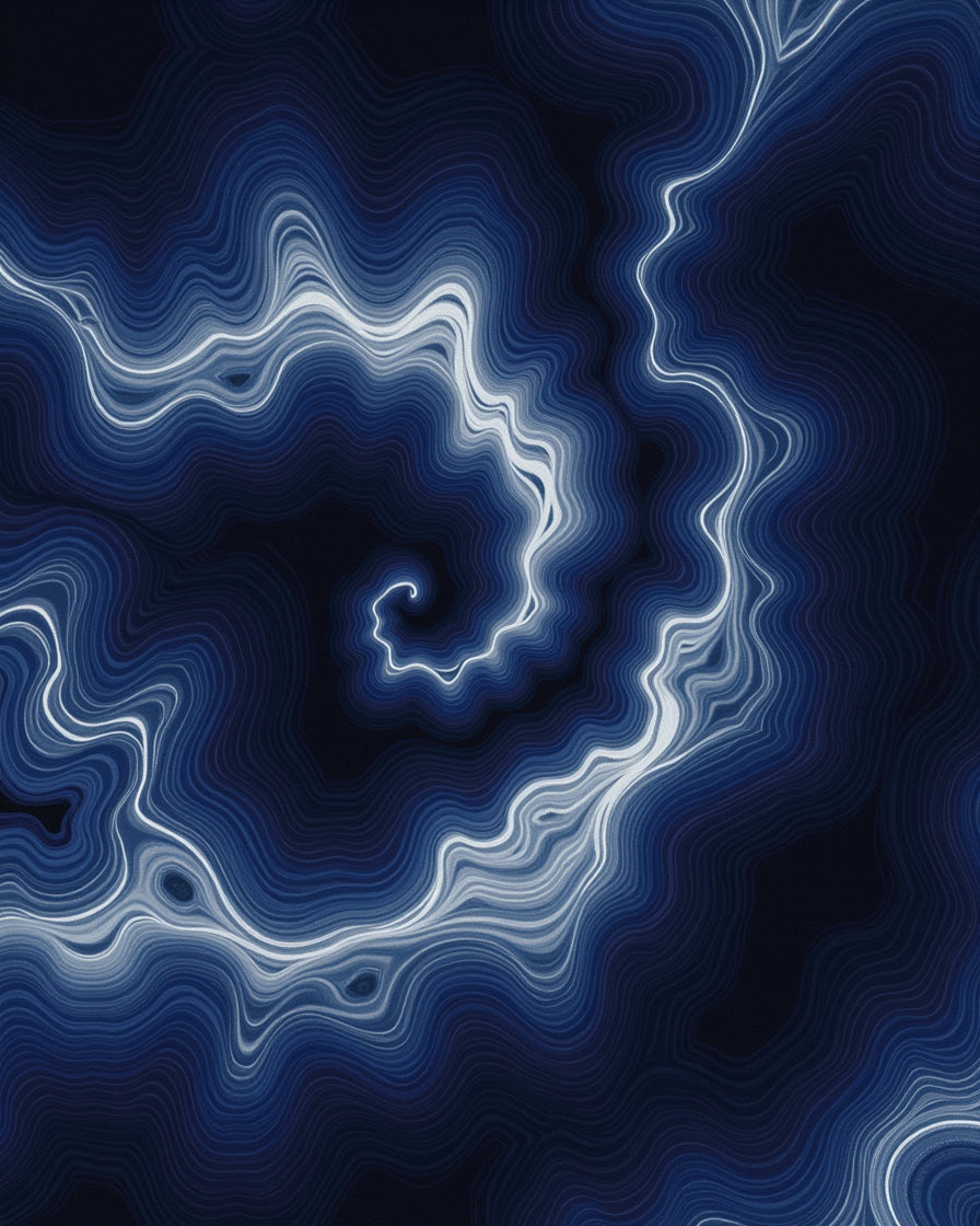 Dark Blue Abstract Swirl Pattern Rug