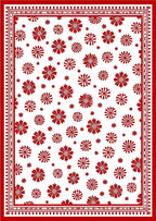 Red Floral All-Over Bordered Rug